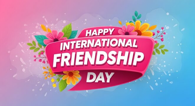 Happy international friendship day celebration with colorful florals