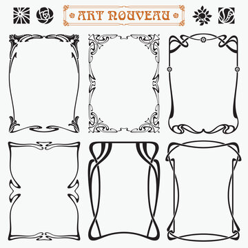 Decorative borders and frames Art Nouveau style