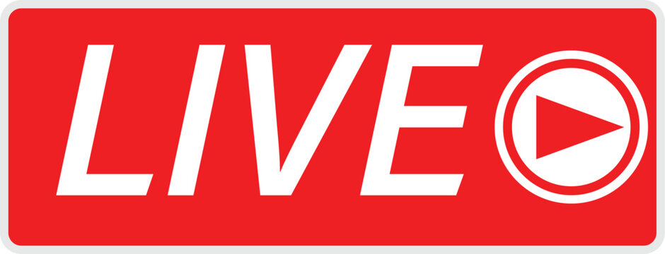 Live Broadcast Icon &ndash; Red Live Streaming Button for UI Design