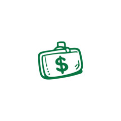 Obraz premium Green Dollar Sign Briefcase Icon Financial Success and Business Growth Concept