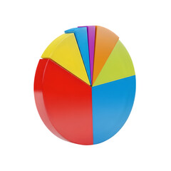 Obraz premium 3D colorful pie chart segments with glossy finish isolated on transparent background