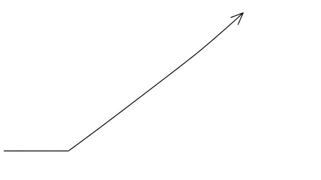 Simple arrow pointing up in minimalistic line art style with black color on white background for business and finance