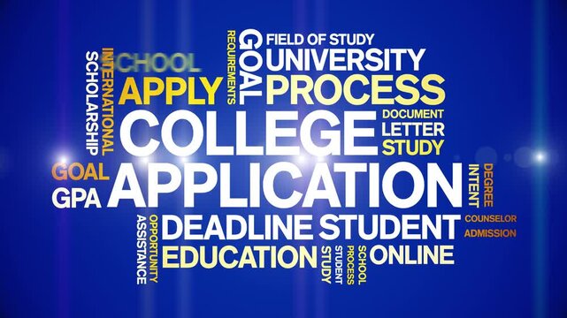 College Application animated word cloud-text design animation tag kinetic typography seamless loop.