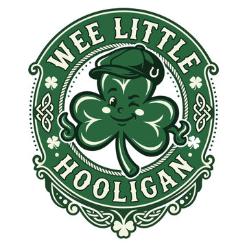 Wee Little Hooligan Funny Clovers Kids Teen St Patrick's Day T-Shirt