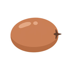 A brown, oval-shaped fruit with a small stem on one end, isolated on a white background. This is a simple, clean illustration.