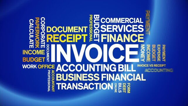 invoice animated word cloud-text design animation tag kinetic typography seamless loop.