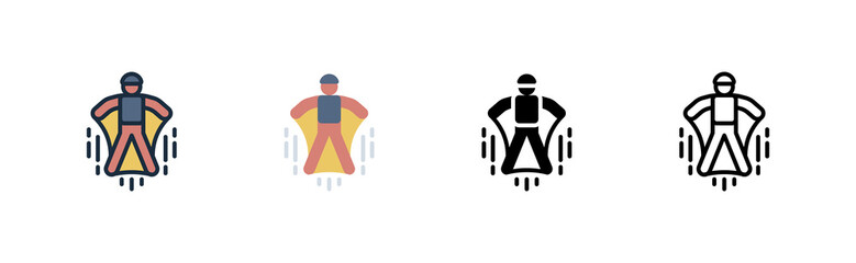 bungee jumping icon rope freefall jump adrenaline various style icon design vector illustration © andinur