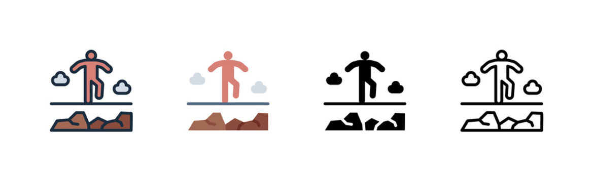 rafting icon river boat water sport adventure various style icon design vector illustration
