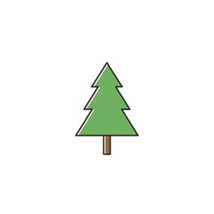 Obraz premium A simple, cartoon-style illustration of a green pine tree with a brown trunk, set against a plain white background. It features a minimalist and clean aesthetic.