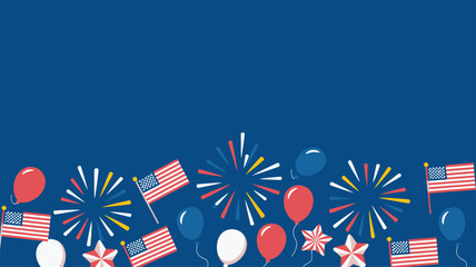Obraz premium USA flags fireworks balloons patriotic celebration