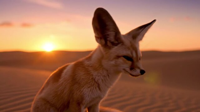 Fennec Fox Portrait Warm Golden Lighting Desert Landscape Wildlife Photography