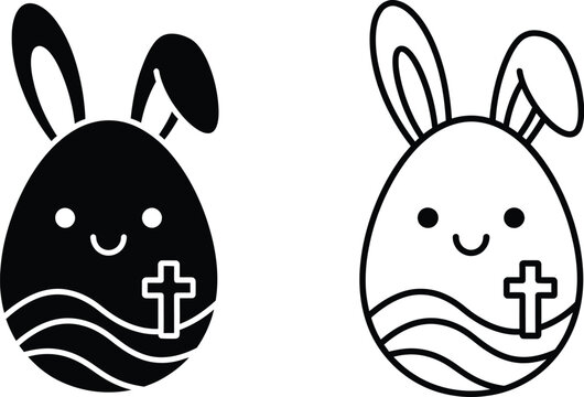 Easter bunny eggs christian cross smiling Vector