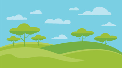 Fototapeta premium Green hills landscape clouds nature
