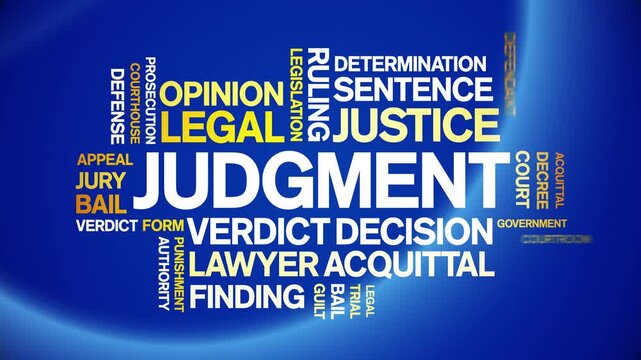 Judgment animated word cloud-text design animation tag kinetic typography seamless loop.