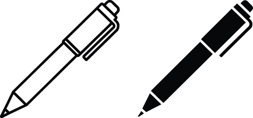 Fototapeta premium Pens and pencils writing instruments isolated on transparent background, Vector