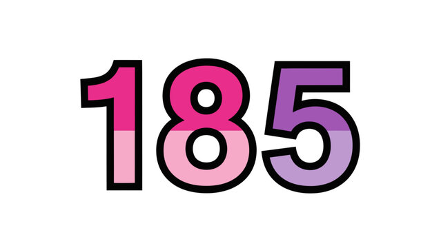 Number 185, Bold Typography Illustration, Gradient Pink and Purple Colors, Graphic Design Element for Celebrations and Events
