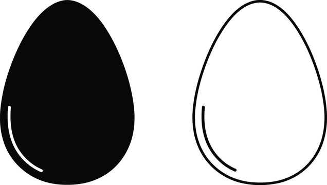 Black and white egg shapes isolated on transparent background, Vector