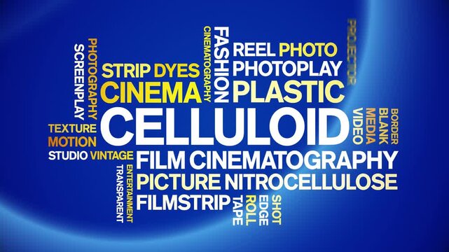 Celluloid animated word cloud-text design animation tag kinetic typography seamless loop.
