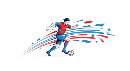 Dynamic Soccer Player in Action with Vibrant Motion Lines.