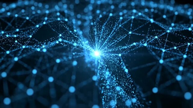 Quantum arbitrage paths dynamically illuminate a complex futuristic digital network, showcasing intricate data connections and energetic particle flows across a vast technological landscape.