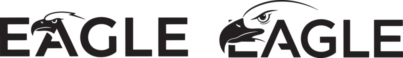 Eagle head silhouette integrated with letter A in bold typography logo design representing power strength freedom wildlife predator bird and leadership concept