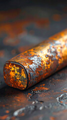 Dark aged metal with subtle patina variation creates textured surface showing rich orange and brown tones evoking rustic industrial feel