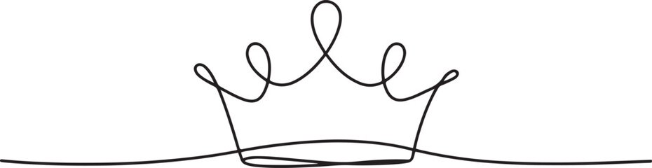 One line of crown. Abstract minimal continuous line.one line vector icon illustration © Misho x Mamun
