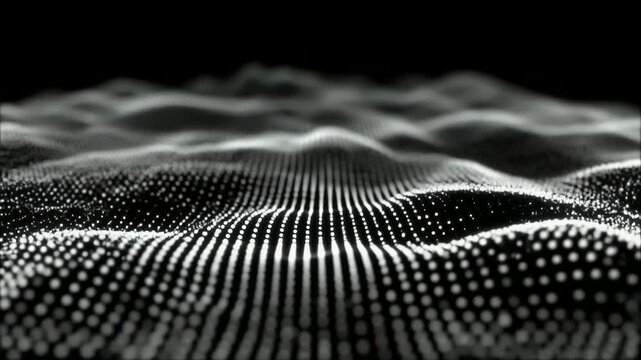 流れる粒子が点描風景へと変形し有機的に循環する幻想抽象世界