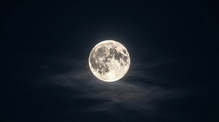 Obraz premium Detailed Full Moon Surface Glowing Intensely in Dark Space