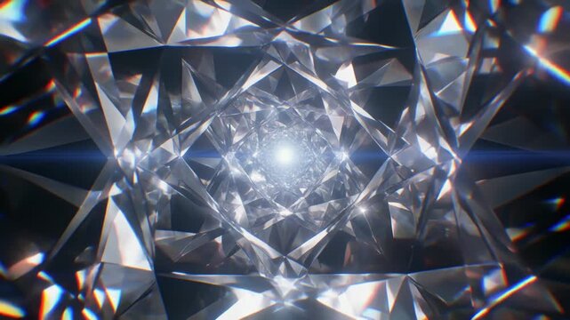 中央の結晶光がゆっくり広がる透明感あふれるラグジュアリー輝き背景