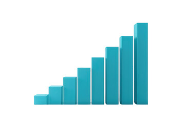 3d bar chart visualizing financial data, progress, and statistical analysis with growing columns, perfect for business reports. Transparent background