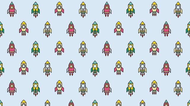 ポップでかわいいロケットのループアニメーション背景