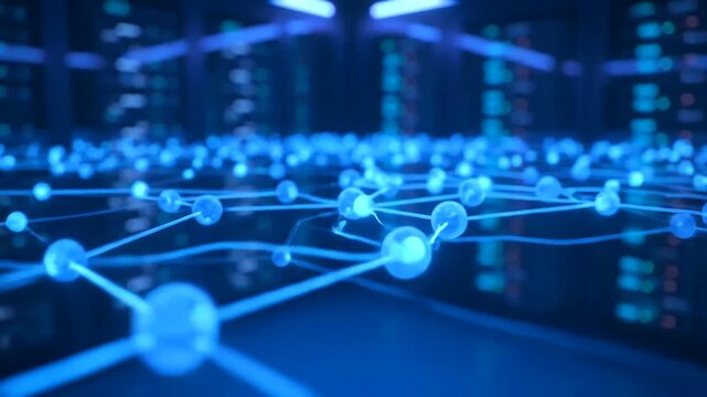 Quantum arbitrage paths visualizing a complex digital network for future financial data processing, an abstract 3D render with cinematic deep blue light