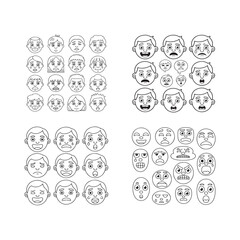 Fototapeta premium Cute Emotional Faces Coloring Pages for Kids Featuring Happy Sad Angry Surprised Expressions Fun Educational Activity Book