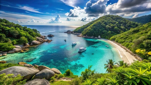 A realistic photo of Holidays on the Similan Islands Exotic vibrant nature