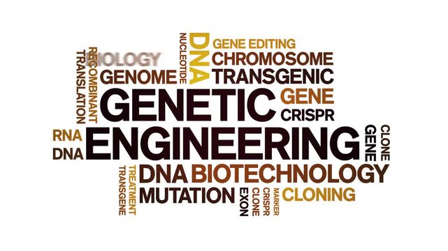 Genetic Engineering animated word cloud-text design animation tag kinetic typography seamless loop.