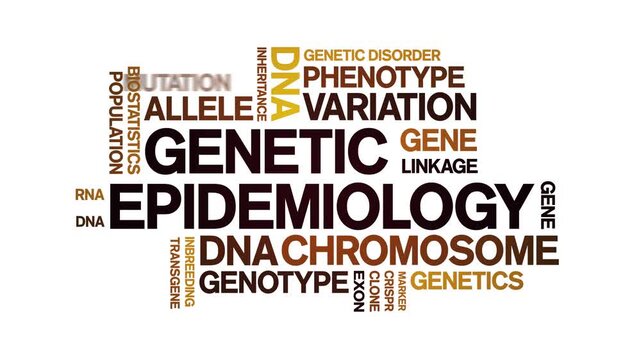Genetic Epidemiology animated word cloud-text design animation tag kinetic typography seamless loop.