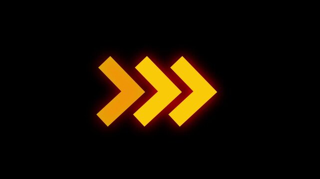 Glowing Fast Forward Arrow Animation on Dark Background Technology Speed Symbol