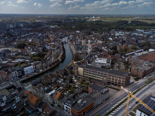 Fototapeta premium Panoramic Aerial View of Dendermonde City