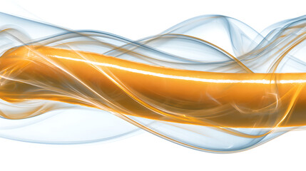 Naklejka premium Single orange sausage floating in abstract swirling blue and gold steam 