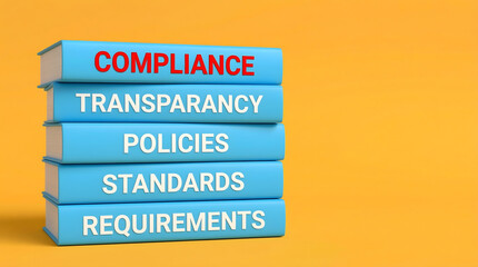 Stack of books on compliance and business regulations