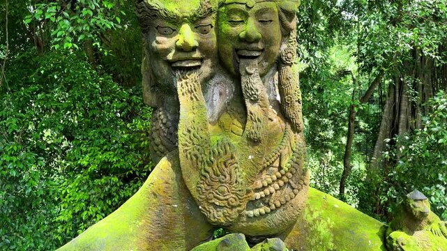 Ancient statue in Ubud Monkey Forest Bal