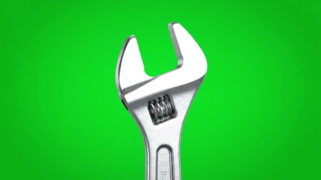Adjustable Wrench in Modern Style with Bright Lighting on Green Screen Background for DIY Projects