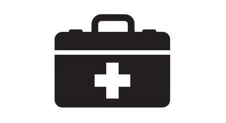 Obraz premium First aid kit box icon featuring a prominent cross signifies emergency medical preparedness and health services.