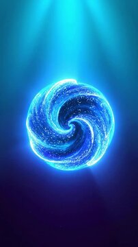 Swirling blue effect in water with light creating a bright circle