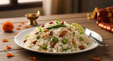 Indian Sabudana Khichdi On Table For Festival