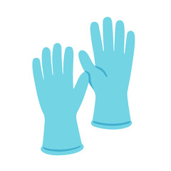 Fototapeta premium Blue rubber gloves pair flat png illustration