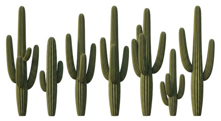 Saguaro cactus collection transparent background cutout png