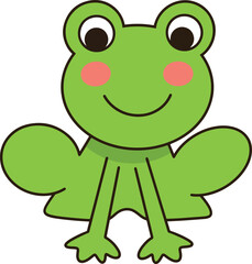 Fototapeta premium Happy Little Green Frog Minimalist Hand Drawn Doodle Illustration