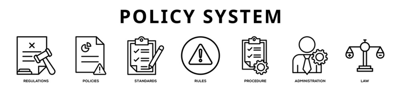 Policy System web banner icon illustration